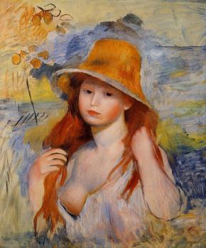 皮埃爾 奧古斯特 雷諾阿 Young Woman in a Straw Hat